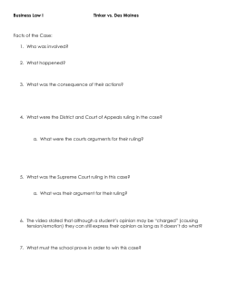 Business Law I Tinker vs. Des Moines Facts of the Case
