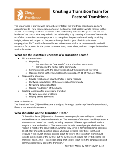 Creating a Transition Team for Pastoral Transitions