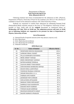 2014- M.Sc. PU Merit List _OPEN + Reserved