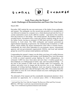 Acheh Tsunami: Challenges of Reconstruction and Peace One Year