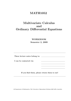 MATH1052 Multivariate Calculus and Ordinary Differential Equations
