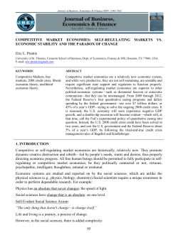 COMPETITIVE MARKET ECONOMIES: Self-Regulating