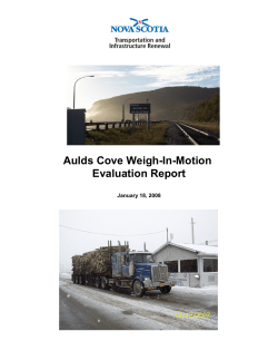 Aulds Cove Weigh-In-Motion Evaluation Report