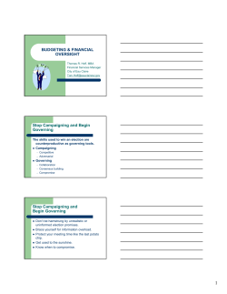 2013 Budgeting and Financial Oversight for New Municipal Officials