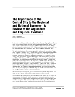 The Importance of the Central City to the Regional and
