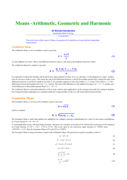 Means -Arithmetic, Geometric and Harmonic