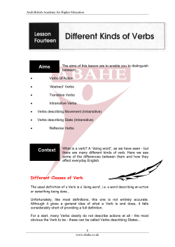 Different Classes of Verb