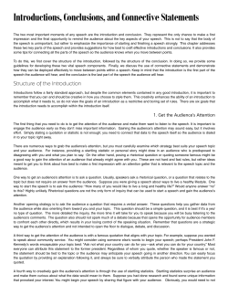 Introductions, Conclusions, and Connective Statements