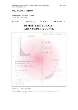 Definite Integrals - Area Under a Curve