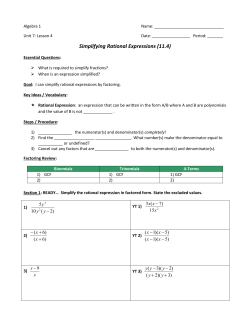 Simplifying Rational Expressions (11.4)
