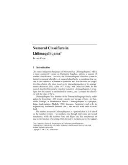 Numeral Classifiers in Lhiimaqalhqama