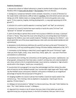 Academic Vocabulary 2 1. allusion