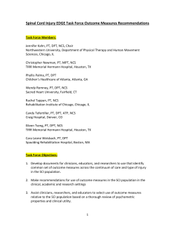Spinal Cord Injury EDGE Task Force Outcome Measures