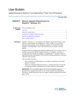 Memory Upgrade Requirements for StepOne&trade; Software v2.1