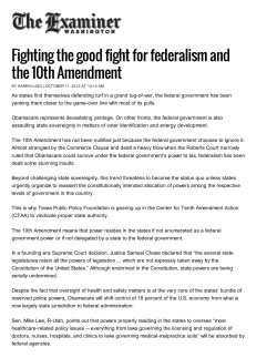 Fighting the good fight for federalism and the 10th Amendment