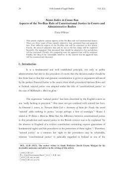 Nemo Iudex in Causa Sua - Irish Journal of Legal Studies