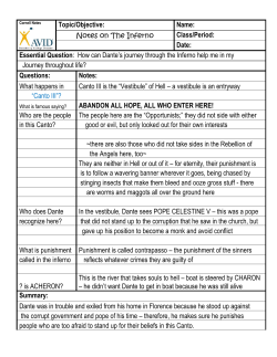 Topic/Objective: Name: Notes on The Inferno Class/Period: Date