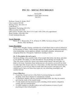 psy 311 &ndash; social psychology - Stephen F. Austin State University