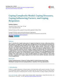 Coping Complexity Model: Coping Stressors, Coping Influencing