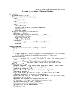 Overview of the History of Christian Missions Main Emphasis: 1. Clip