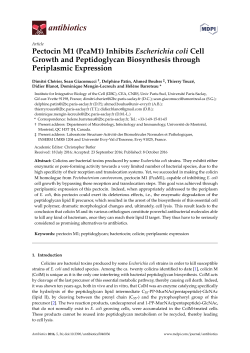 Pectocin M1 (PcaM1) Inhibits Escherichia coli Cell Growth and