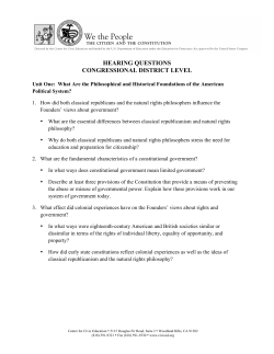 HEARING QUESTIONS CONGRESSIONAL DISTRICT LEVEL