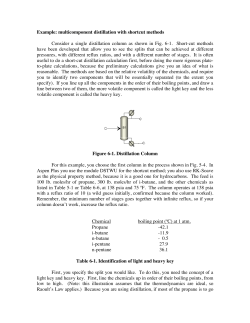 Example: multicomponent distillation with shortcut methods