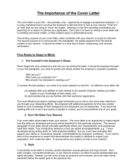 The Importance of the Cover Letter
