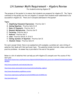 Algebra II Summer Readiness Packet
