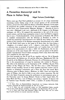 A Florentine Manuscript and its Place in Italian Song