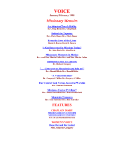 Missionary Memoirs FEATURES