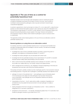 The use of time as a control for potentially hazardous food