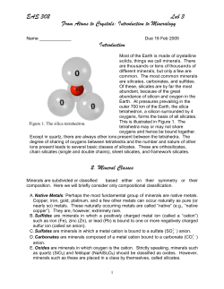 EAS 302 Lab 3 From Atoms to Crystals: Introduction to Mineralogy