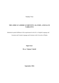 Natalija Vitez THE AFRICAN AMERICAN IDENTITY, SLAVERY