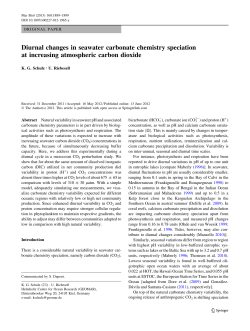 Diurnal changes in seawater carbonate chemistry speciation at