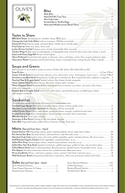 Olive`s All Day Dining Menu