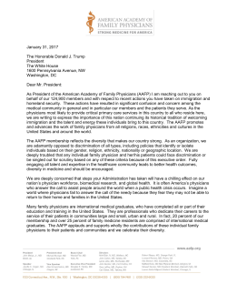 AAFP Letter to President Trump on Immigration and Health Care