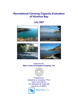 Recreational Carrying Capacity Evaluation of Honolua Bay July 2007