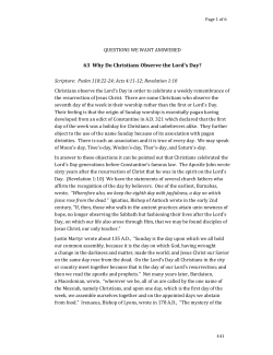 63 Why Do Christians Observe the Lord`s Day?