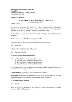 1 SENSE, DENOTATION, AND TRUTH CONDITIONS (based on