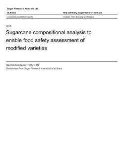 Sugarcane compositional analysis to enable food safety assessment