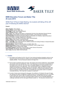 BWB Education Forum - Bates Wells Braithwaite