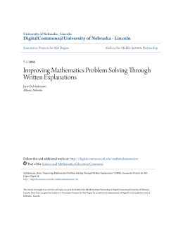 Improving Mathematics Problem Solving Through Written Explanations