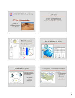 GY 301: Geomorphology Last Time Plio
