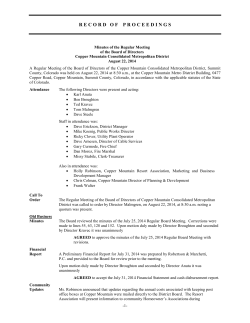 August 22, 2014 Minutes - Copper Mountain Consolidated