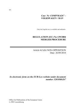 Case No COMP/M.6267 - VOLKSWAGEN / MAN REGULATION (EC