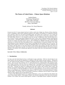 The Future of United States &ndash; Chinese Space Relations