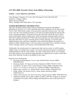 LIT 3031-4080: Narrative Poetry from Milton to Browning