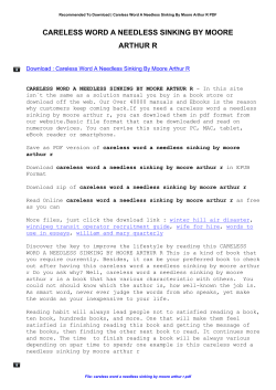 Careless Word A Needless Sinking By Moore Arthur R