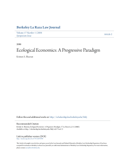 Ecological Economics: A Progressive Paradigm